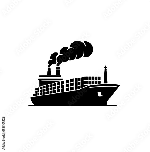 “Silhouette icon of a cargo container being hoisted by a crane, bold shapes, modern logistics symbol design.”