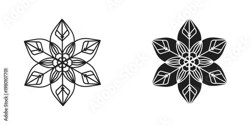 elegant floral mandala flower vector illustration, minimalist line art design