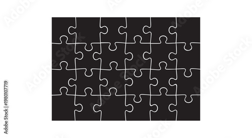 Jigsaw puzzle background with interlocking pieces forming complete rectangular grid for problem solving vector illustration.