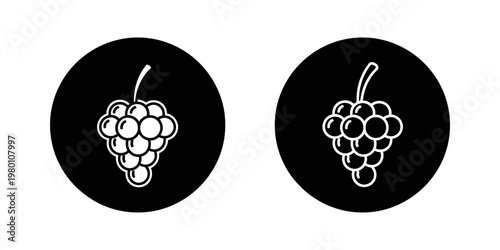 cherry and grape bunch isolated on black background flat design vector illustration