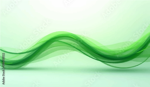 A tranquil, abstract design in various shades of green, showcasing fluid lines and subtle shadows. Evoking a sense of calm and nature's harmony.