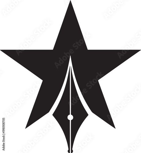 Wallpaper Mural Black star shaped nib pen graphic illustration on white background Torontodigital.ca