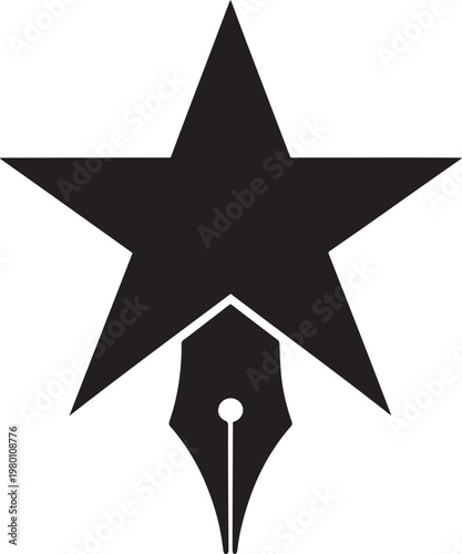 Wallpaper Mural Black star symbol with pen nib on white background creative icon design Torontodigital.ca