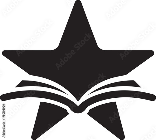 Wallpaper Mural Black star icon with open book symbol on white background education and excellence concept Torontodigital.ca
