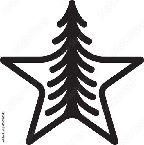 Wallpaper Mural Black star christmas tree symbol icon graphic illustration Torontodigital.ca