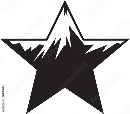 Wallpaper Mural Black star shape with mountain peak silhouette on white background symbol icon Torontodigital.ca