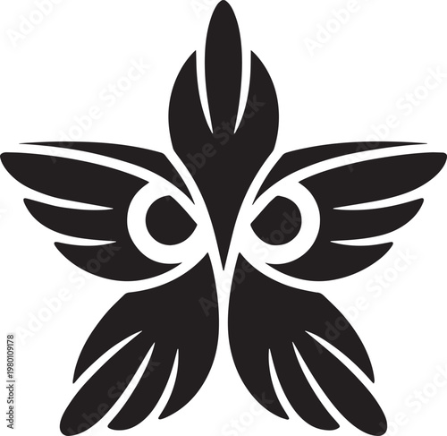 Wallpaper Mural Stylized black butterfly graphic with white accents on plain background Torontodigital.ca