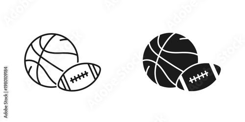 basketball and american football sports equipment set flat design vector illustration