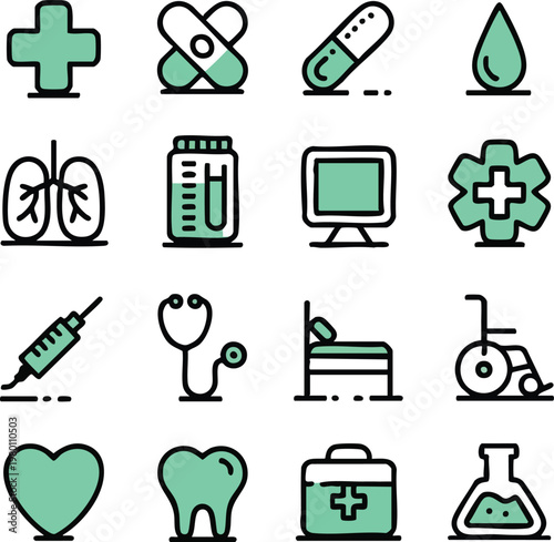 Medical and Healthcare Icon Set