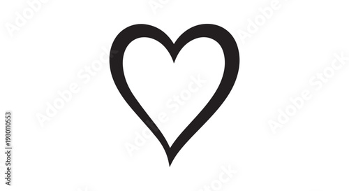 Black heart shape outline icon vector for valentine day romance love emotion simple silhouette symbol on white background art.
