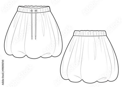Mini skirt balloon technical fashion skirt