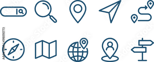 A collection of navigation icons on a white background
