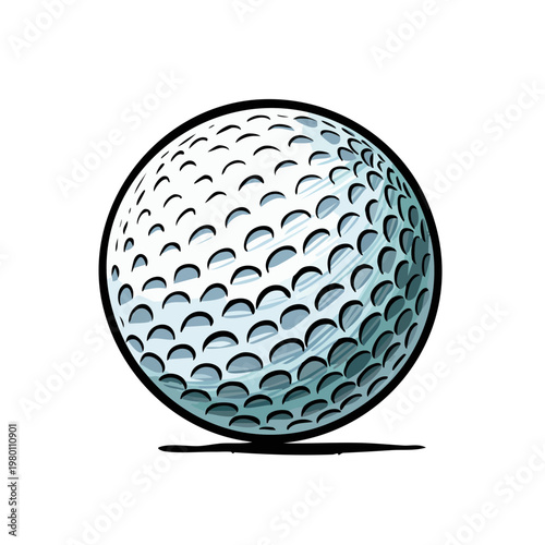 Textured Golf Ball Illustration with Bold Outline and Shadow Detail