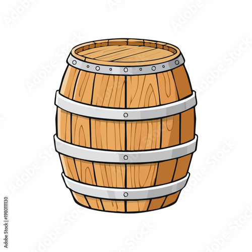 Wooden barrel with metal bands illustration a classic storage container for liquids