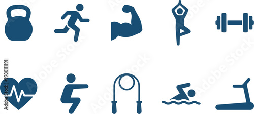 Fitness icons for various exercises and activities
