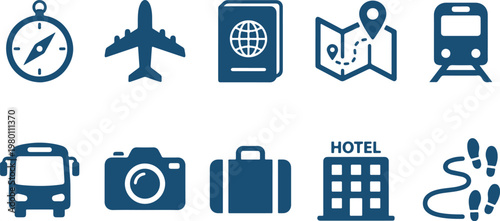 Travel icons for planning a trip