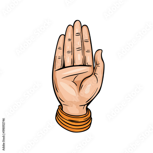 Human hand showing open palm with traditional bangles on wrist in a cartoon style illustration