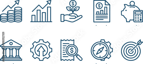 Financial icons for business and investment