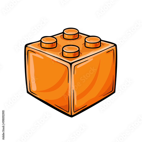 Bright orange building block with four connecting studs ready for creative assembly