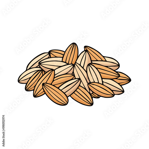 Pile of Almonds Illustration Detailed Close Up Natural Food Ingredient