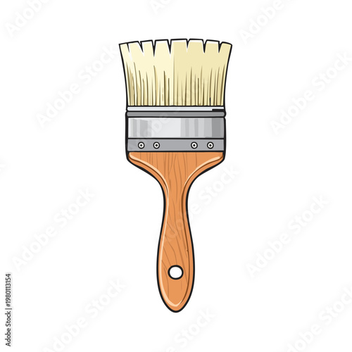 Flat Bristle Paintbrush with Wooden Handle, Tool for Painting and Decorating