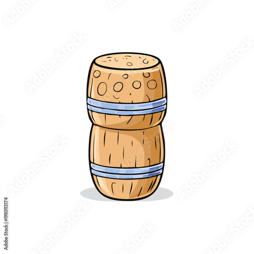 Cartoon wine cork stopper isolated on a white background for beverage industry concepts