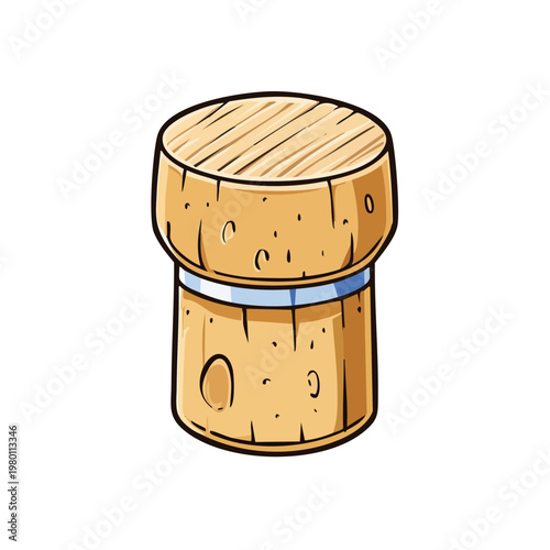 Illustration of a champagne cork stopper with a metallic band