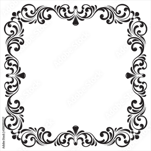 Elegant vintage ornamental floral decorative frame design