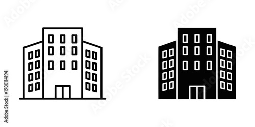 modern apartment building facade with balconies flat design vector illustration