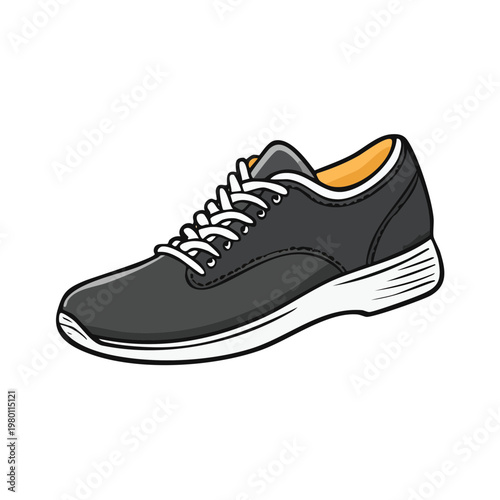 Fashionable Dark Gray Athletic Sneaker with White Laces and Sole