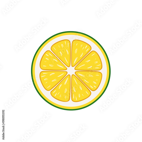 Vibrant Citrus Slice with Juicy Yellow Segments and Green Rind