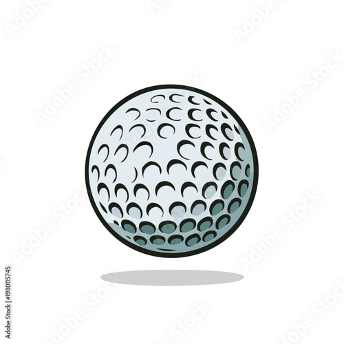 Detailed golf ball with dimples isolated on white background, classic sport equipment