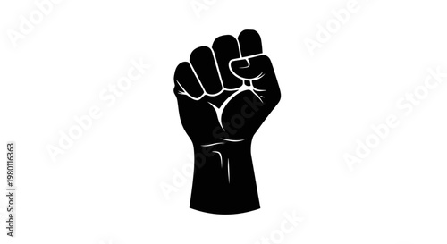 May Day Raised Fist, Protest Symbol, Black Vector Icon, Social Movement Vector