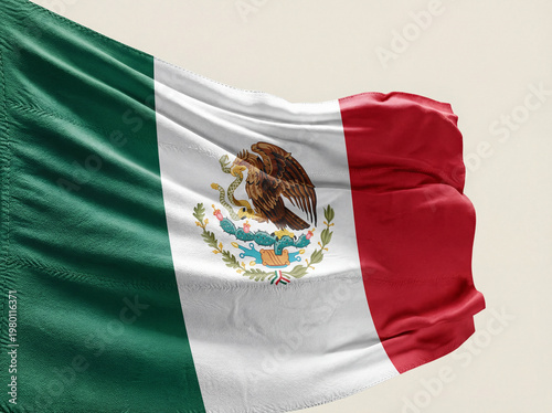 Drapeau du Mexique sur fond uni