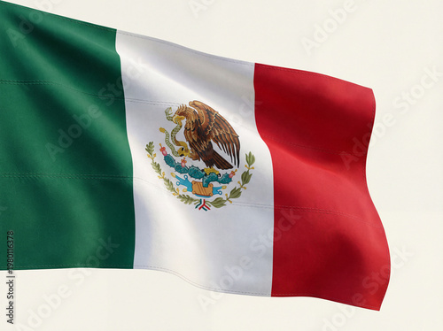 Drapeau du Mexique sur fond uni