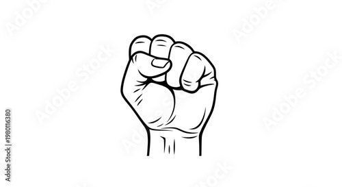 May Day Fist, Hand Gesture, Clenched Fist, Protest Symbol, Vector Illustration Vector