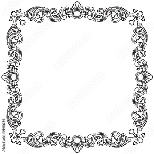 Elegant vintage ornamental floral decorative frame design
