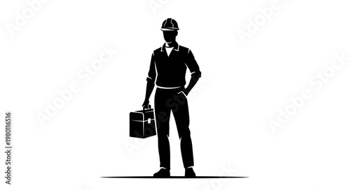 May Day Businessman, professional, silhouette, vector, black, briefcase, isolated Vector