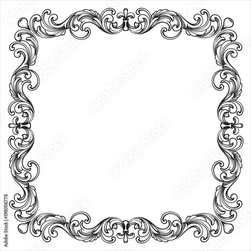 Elegant vintage ornamental floral decorative frame design