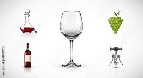 Wine glass and wine accessories.