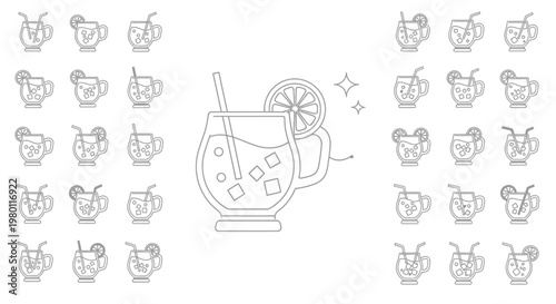 Refreshing summer cocktail with ice cubes.