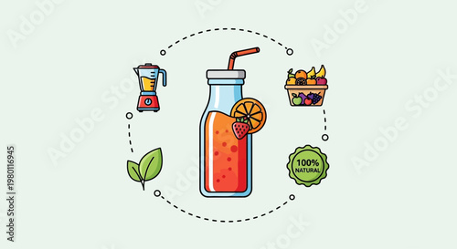 Fresh Juice with Orange Slice.