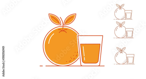 Orange Fruit and Juice Glass.