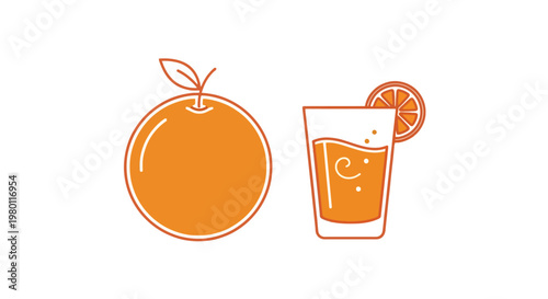 Orange fruit and juice glass.