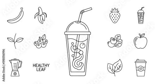 Healthy smoothie with fruit ingredients.