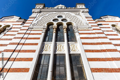 Facade of the Sofia Synagogue, a Romaniote Orthodox Jewish congregation and synagogue, located in Sofia, Bulgaria - Europe