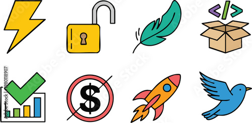 Modern Business and Technology Vector Icon Set