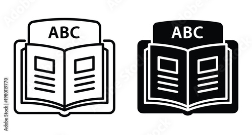 open book icons with abc letters representing education literacy learning school library reading textbook study knowledge and academic research