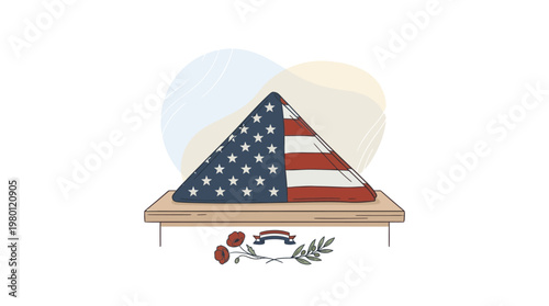 Patriotic tribute to independence on Memorial Day with American flag