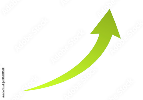 Tablou pe pânză curve arrow graph chart up ward direction green gradient PNG file transparent ba